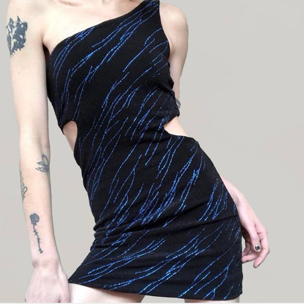 Asymmetrical glitter dress